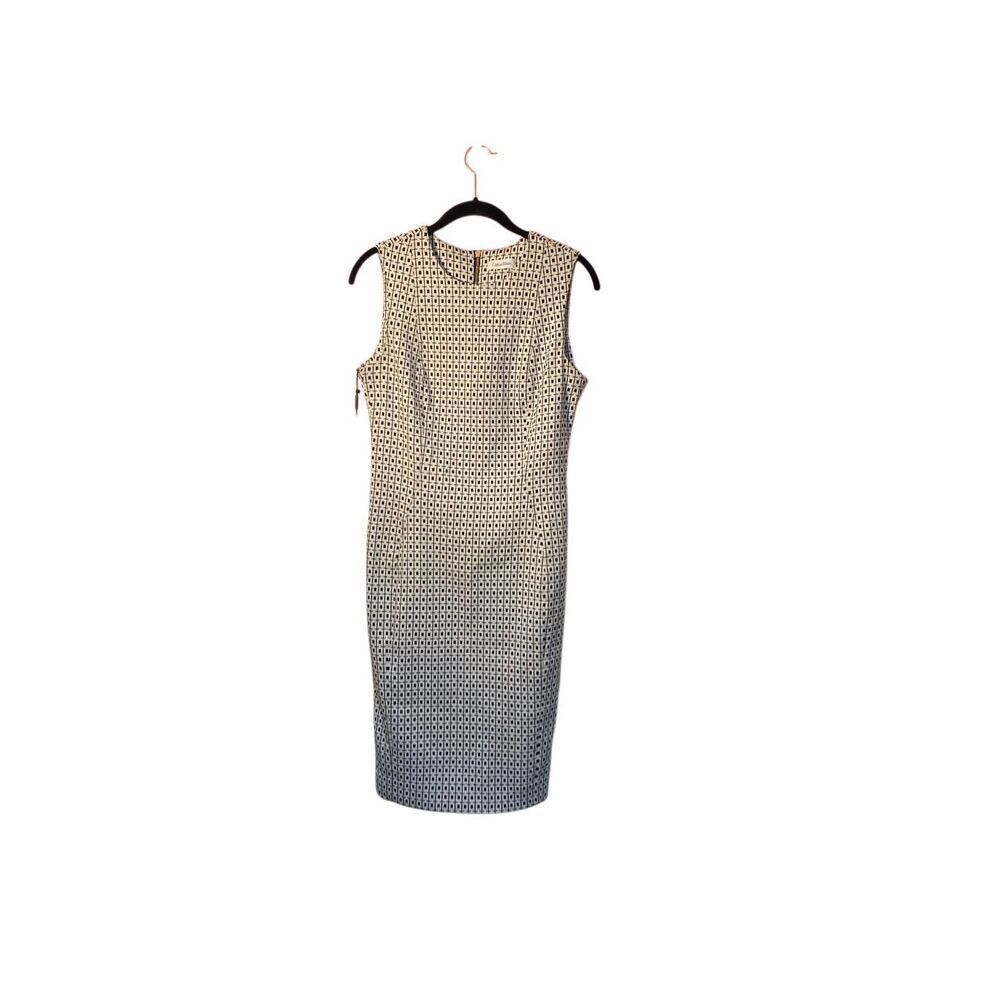 NWT Calvin Klein, black and white geometric print sleeveless dress size 4